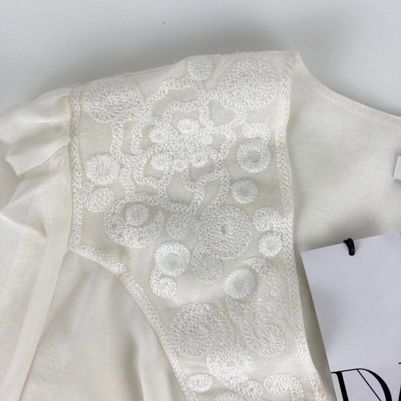 NWT Diane von Furstenberg DVF Silk Embroidered Blouse-V-Neck Top-Work to Weekend - Picture 11 of 16